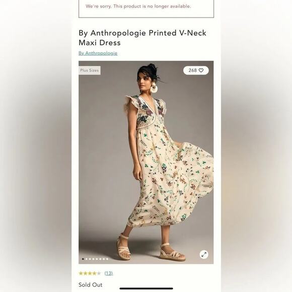 Anthropologie Printed V-Neck Maxi Dress Size 6 / 18.5 PTP New w/ Tag MSRP $198 - Picture 7 of 16